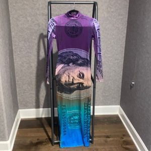 Multi color maxi fitted velvet medium dress